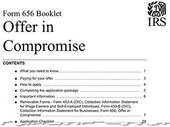 Offer in Compromise form
